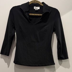 Vixen by Micheline Pitt Black Collared Vixen Blouse